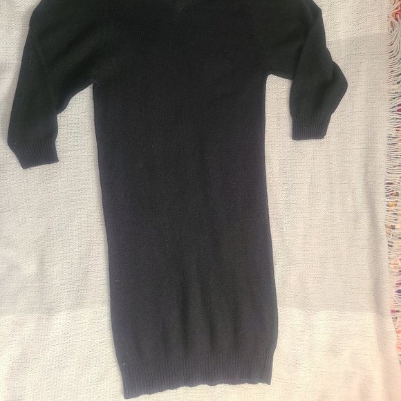 Silk and Angora Sweater Dress Black Medium - Picture 6 of 6